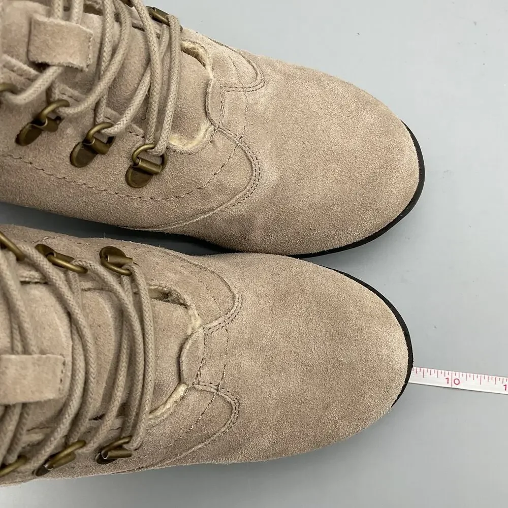 NEW Bearpaw Women’s Marlowe Suede Heeled Boots Mushroom Size 7